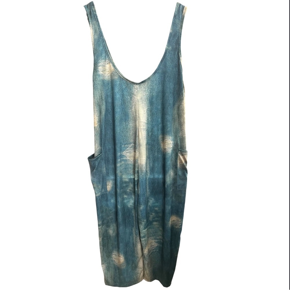 Blue Boho Loose Fit Wide Leg Tie-Dye Jumpsuit - Picture 5 of 7